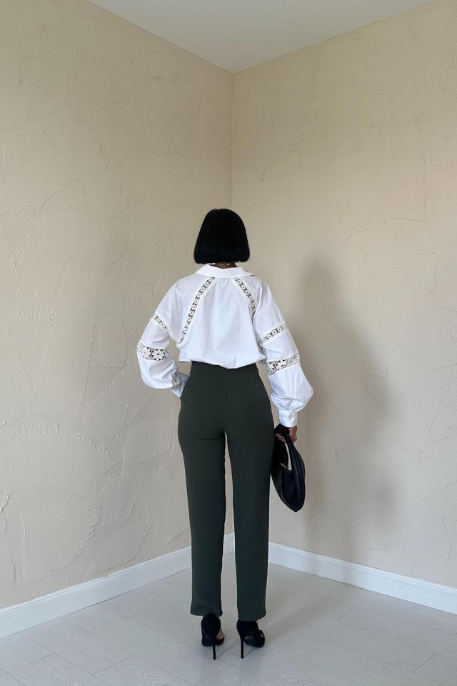 Haki Pensli Ve Dar Paça Pantolon