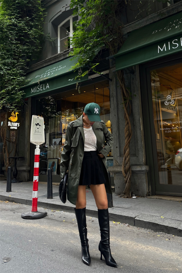 TRENCH KISA ŞANEL BOY - Haki