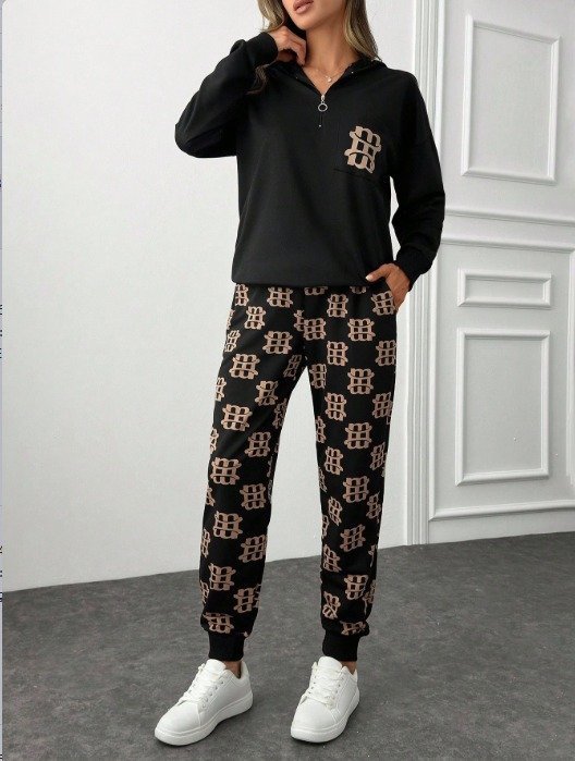 Kadın Uzun Kollu Iki Iplik Kumaş Fermuar Ve Cep Detay Kapüşonlu Ikili Takım