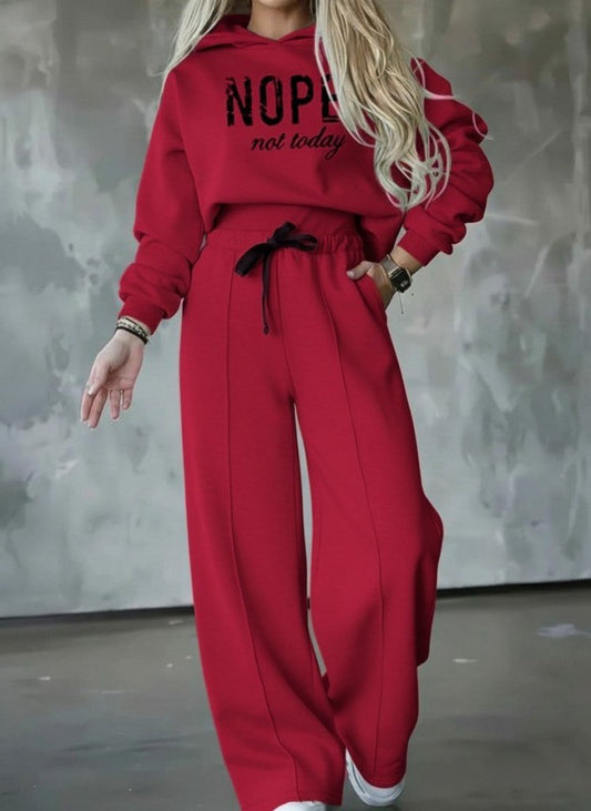 Kadın Uzun Kollu Nope Baskılı Beli Ribanalı Ikili Takım