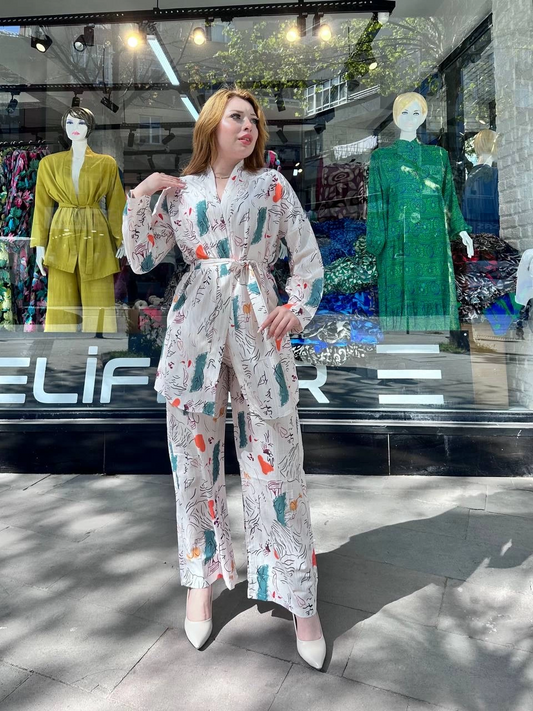 Ceketli baskılı takım