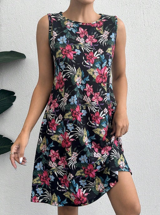 Kadın Renkli çiçek Baskılı Süprem Elbise