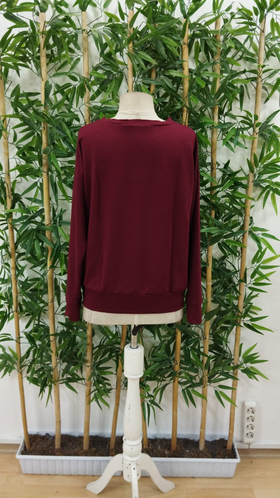 Kadın Uzun Kollu Bisiklet Yaka Desenli Viskon Iki Iplik Bluz