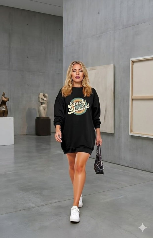 Kadın Uzun Kollu Bisiklet Yaka Yazılı Viskon Iki Iplik Elbise