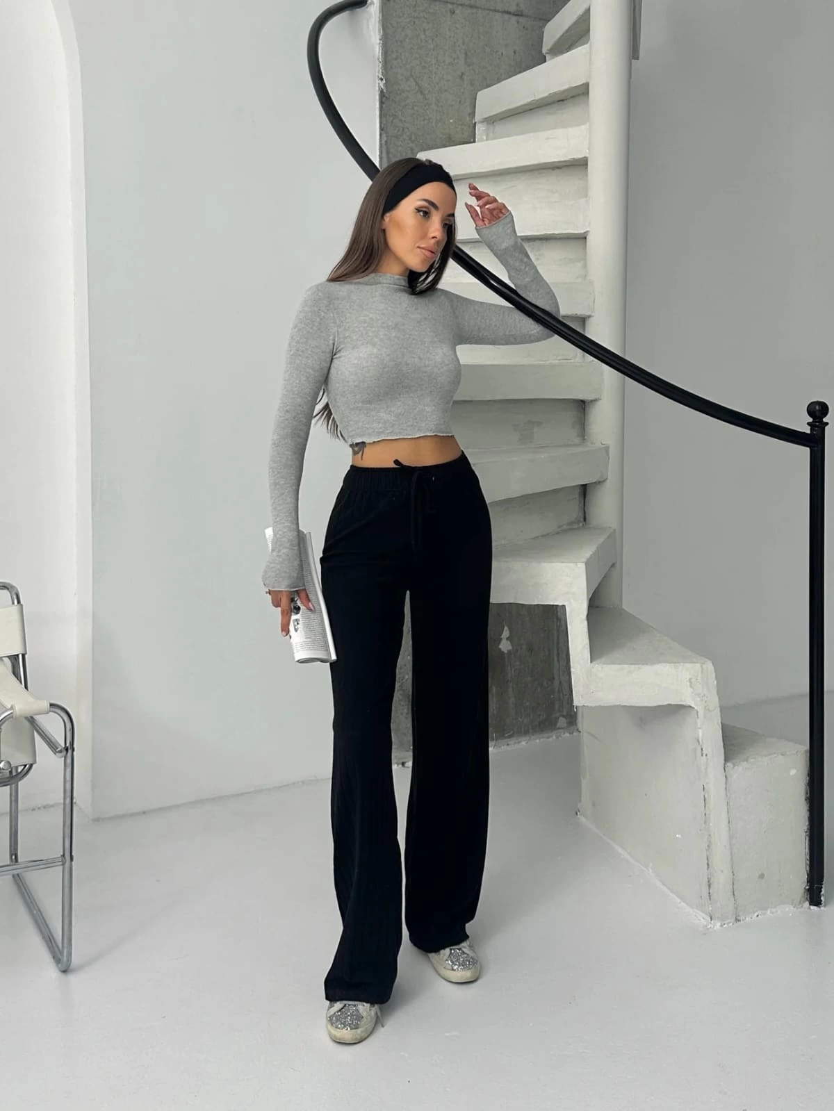 Fitilli şardonlu pantolon siyah a4058