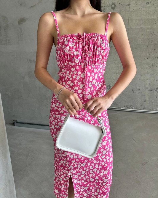 Kaşkorse Desenli askılı elbise