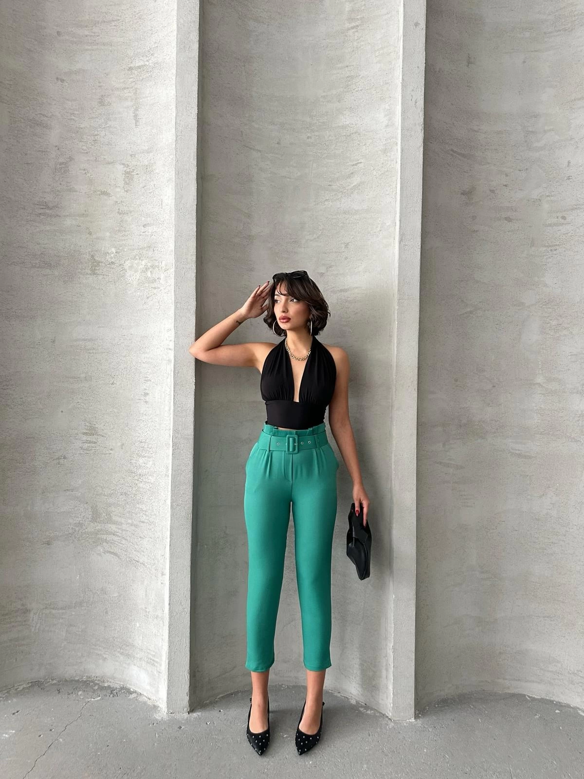 Kemerli havuç pantolon