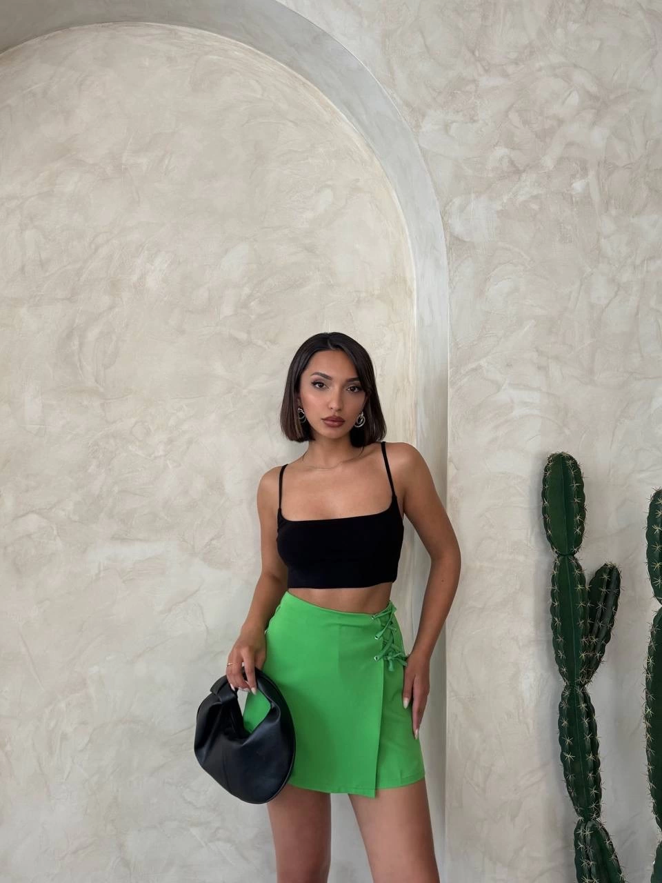 Kuş gözü şort etek yeşil s25819