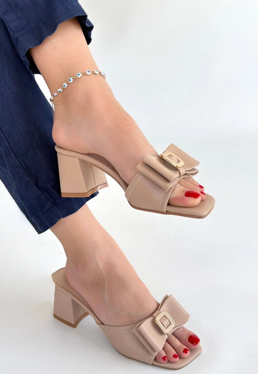 Pier Nude Cilt Topuklu Terlik