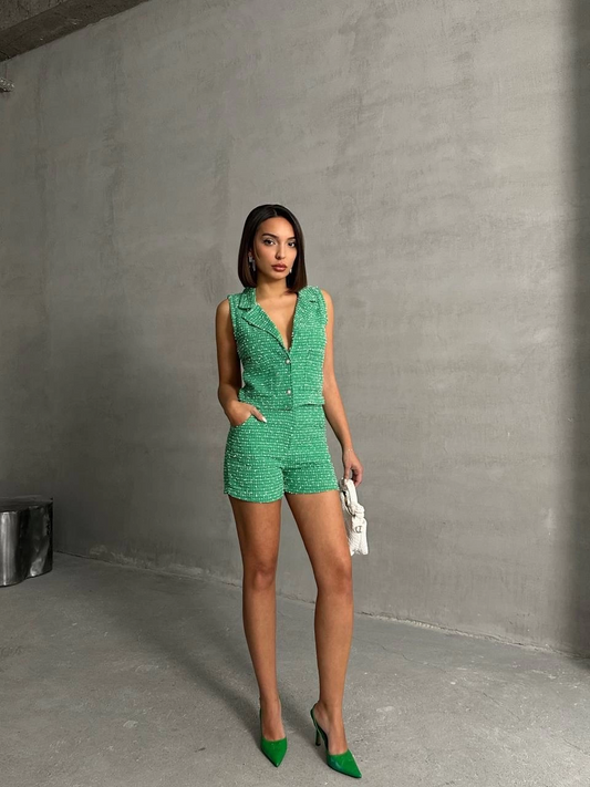 Yelekli şort takım Yeşil