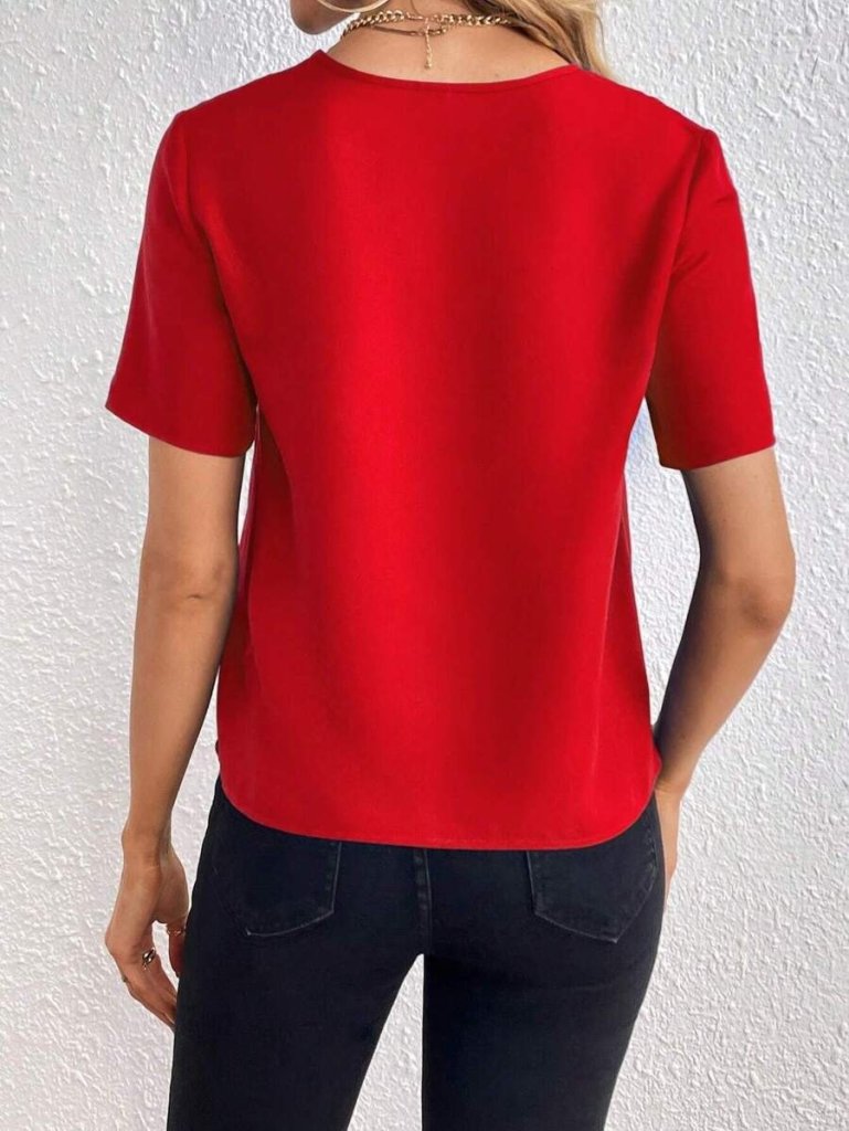 Kadın Kısa Kollu V Yakalı Ithal Krep Elbise