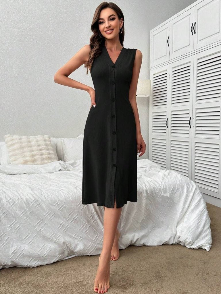 Kadın V Yakalı önden Düğmeli Kaşkorse Elbise