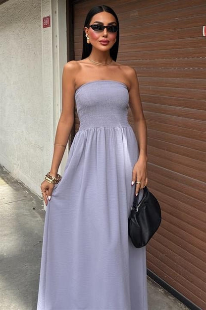 Göğsü Gipeli Straplez Elbise 2878