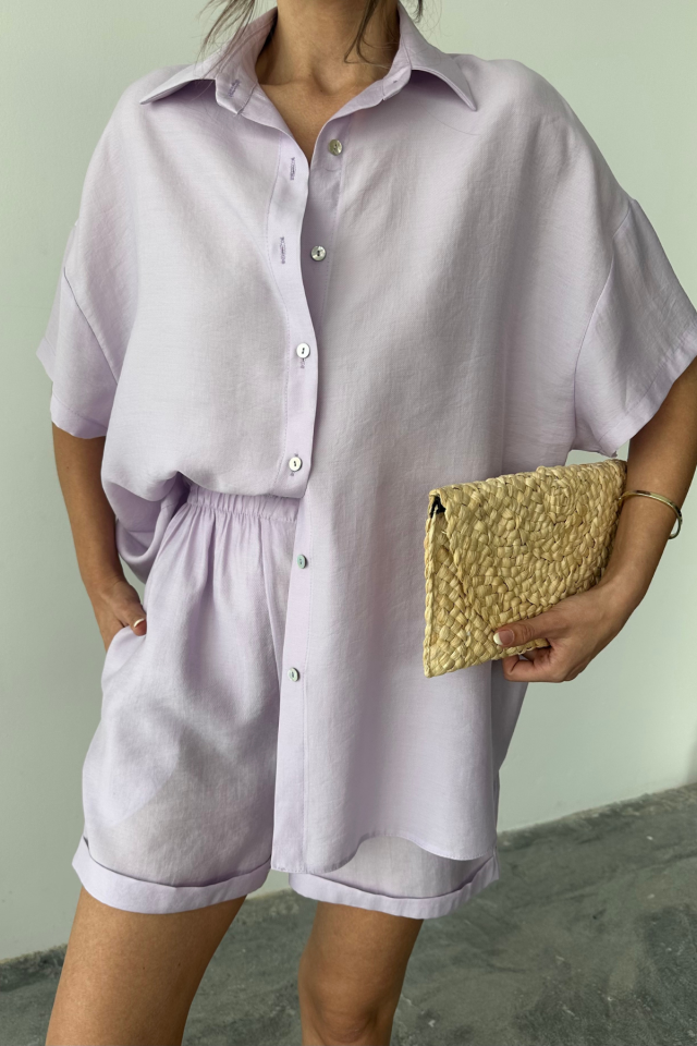 GÖMLEK - ŞORT TAKIM - Lila