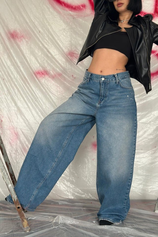 Mavi Geniş Paça Jeans Pantolon