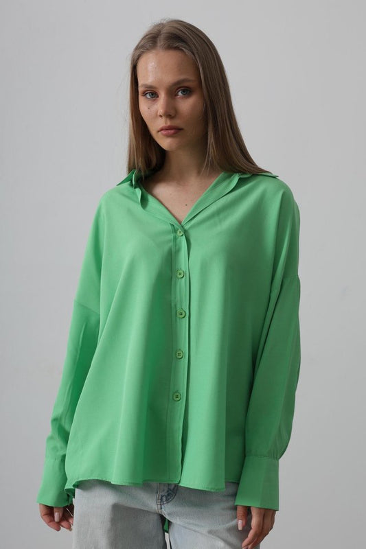 Geniş Manşet Detaylı Gömlek - A.Yeşil