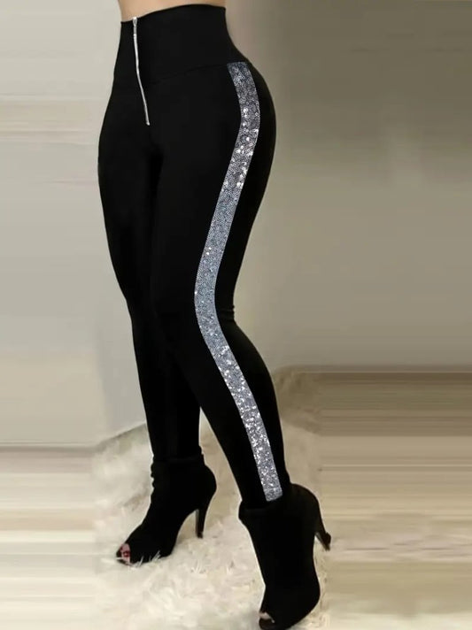 Kadın Yüksek Bel Yan şerit Detaylı Dalgıç Tayt