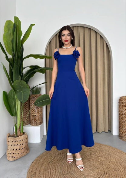 Matilda Gül İp Askılı Elbise