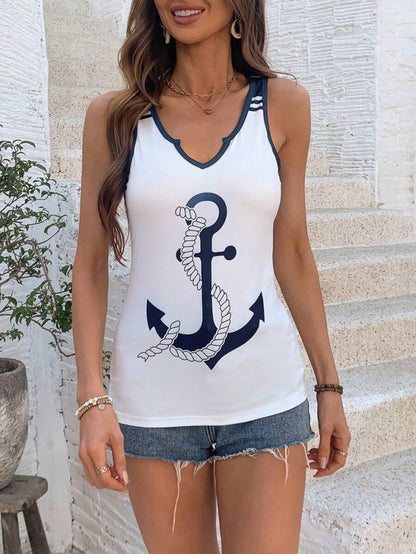 Kadın Kalp Yaka çıpa Baskılı Süprem Bluz