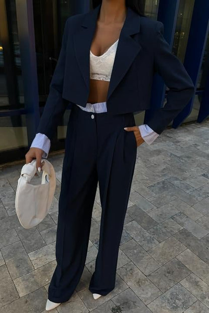 Garni Detaylı Crop Ceketli Takım 10075