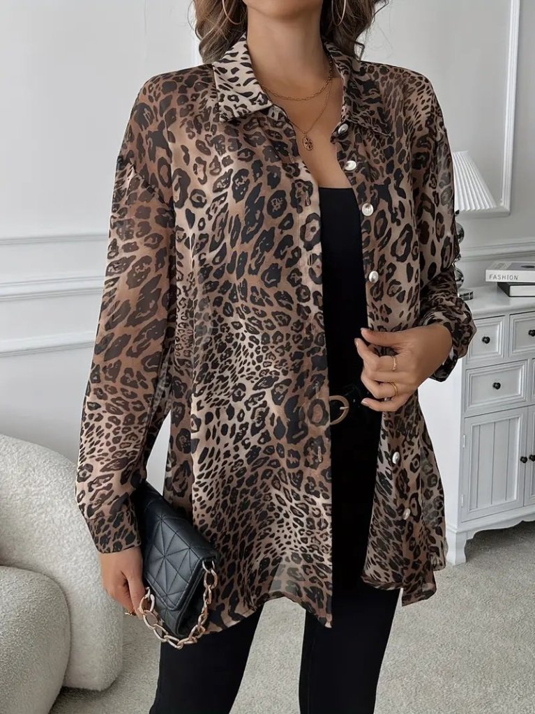 Kadın Uzun Kollu Yakalı önden Düğmeli şifon Gömlek