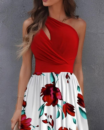 Kadın Tek Omuzdan Askılı Damla Detaylı üst Dalgıç Alt Süprem Maxi Elbise