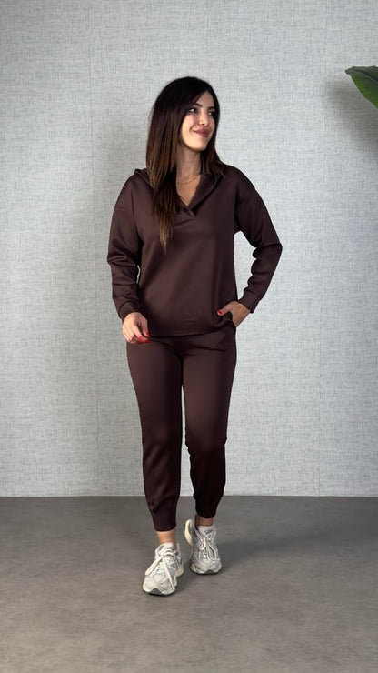 Kadın Uzun Kollu Kapüşonlu Ikili Takım