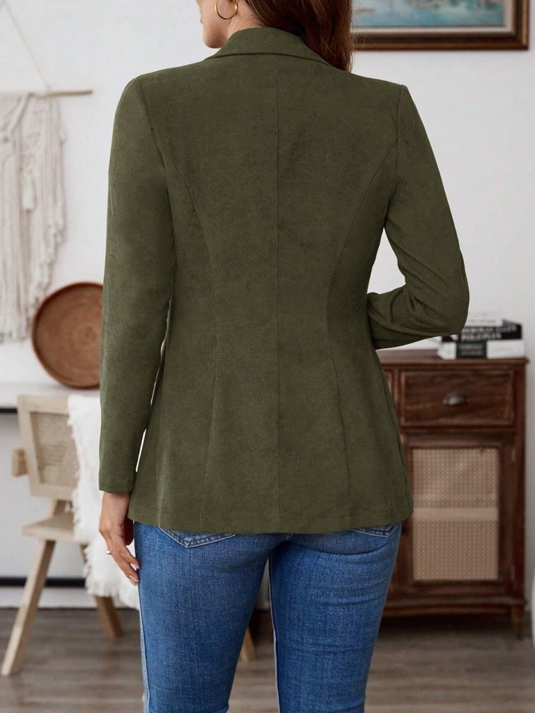 Kadın Uzun Kollu Yakalı Tek Düğmeli Süet Ceket