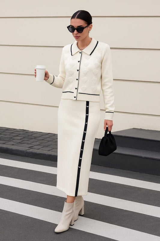 Kadın şerit Detay Ceket Ve Etek ıkılı Takım