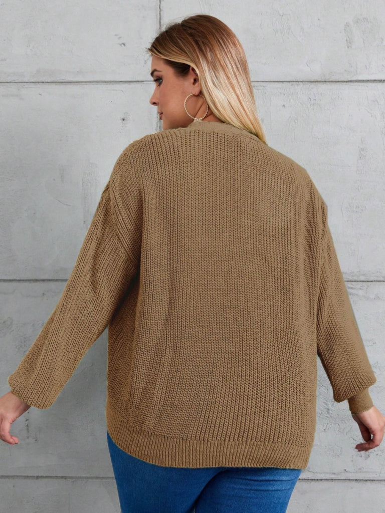 Kadın Beş Düğme Büyük Beden Triko Hırka