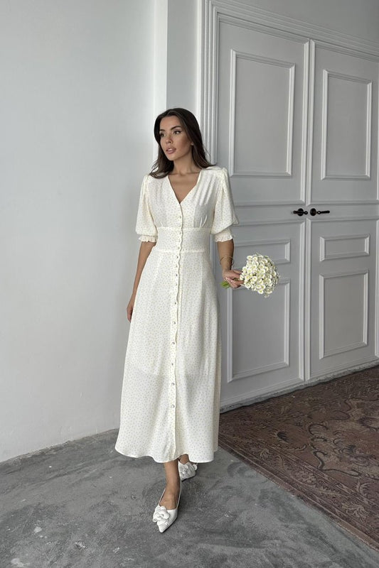 Sarı Arka Ve Bel Ucu Gipeli Elbise