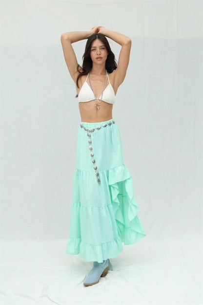 Audrey Fıfrlı Yırtmaç Detay Etek 4037