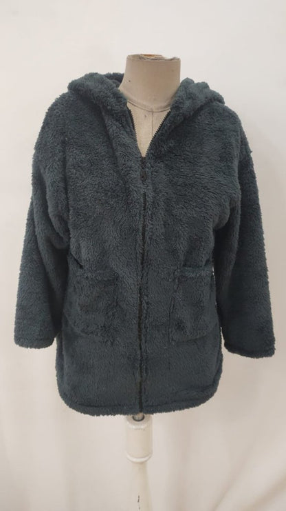 Kadın Uzun Kollu Kapşonlu önden Fermuarlı Cepli Welsoft Ceket