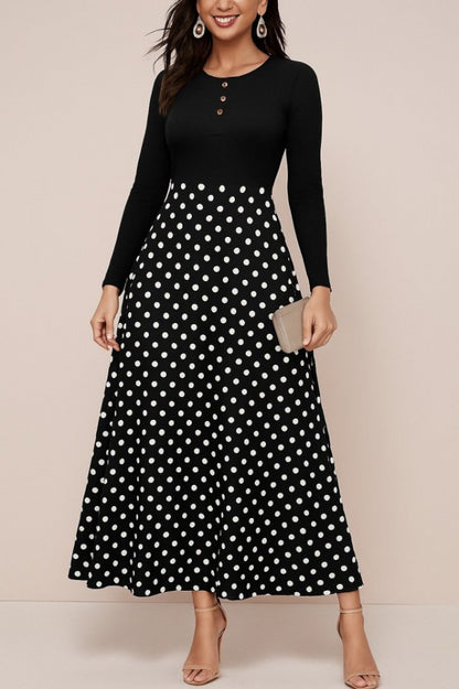 Kadın Uzun Kollu önü Düğmeli Viskon Bluz Eteği örme Maxi Krep Elbise