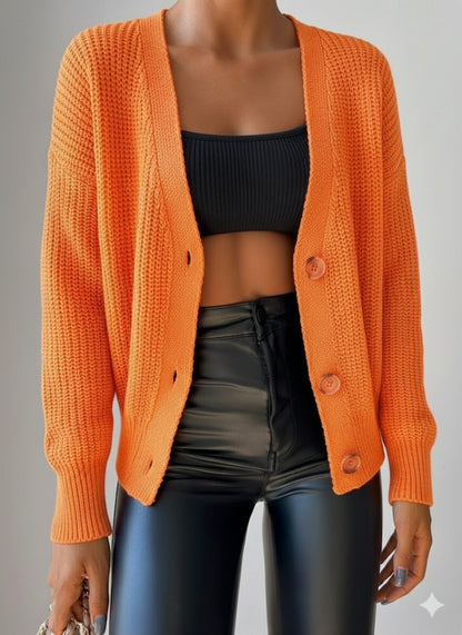 Kadın Uzun Kollu Düğme Detay Triko Bluz