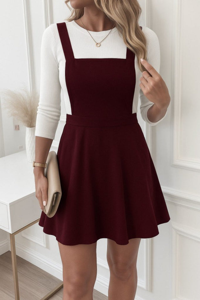 Kadın Askılı Sırttan çapraz Detaylı Kısa Kiloş Kadife Mini Elbise