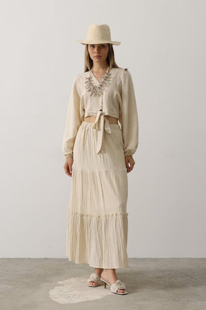 Balon Kollu Etekli Kaş Takım - Taş