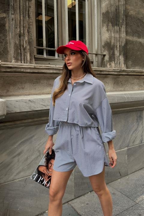 Volerie Çizgili Şortlu Takım 9342-17