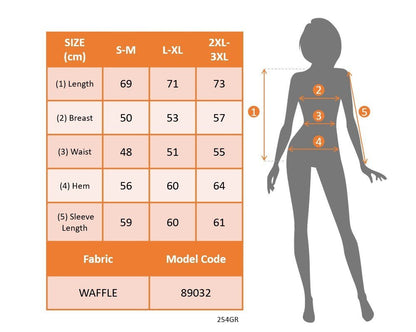 Kadın Uzun Kollu Yuvarlak Yaka Arkadan Düğmeli Waffle Bluz