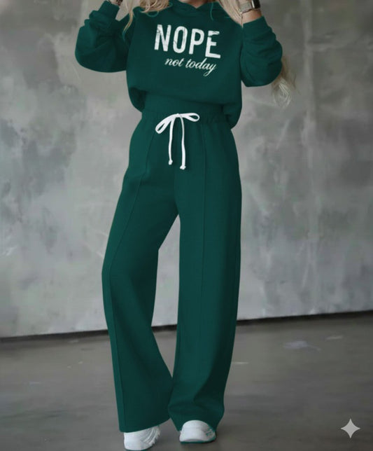 Kadın Uzun Kollu Nope Baskılı Beli Ribanalı Ikili Takım