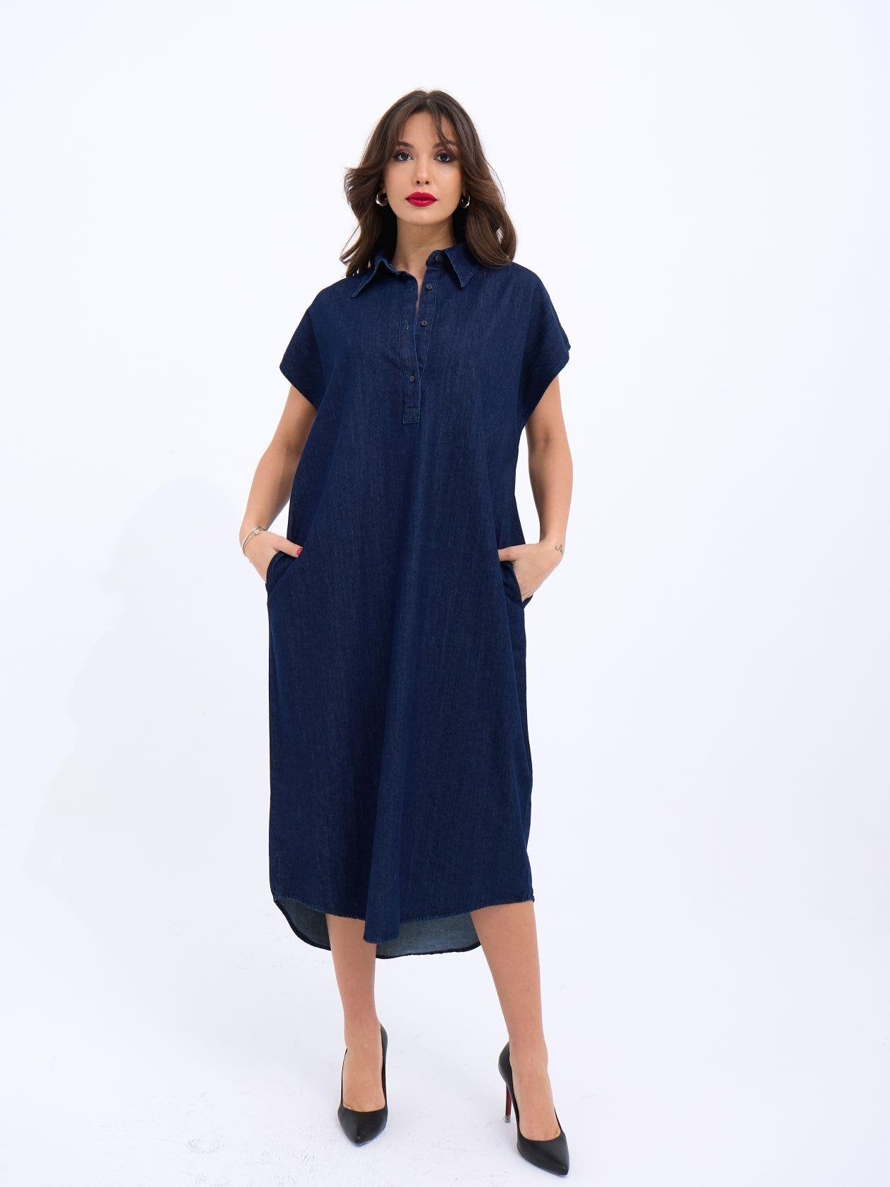 7348 KOT ELBİSE-MAVİ