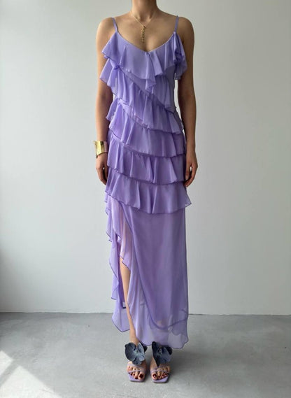 Ples Yırtmaç Detaylı Elbise