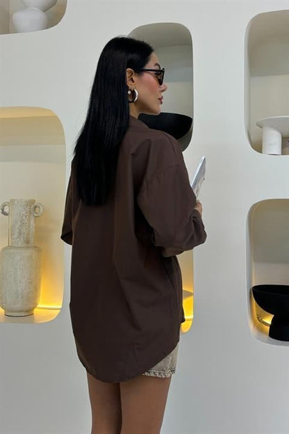 Ay Figürlü Taş İşlemeli Poplin Gömlek 3440