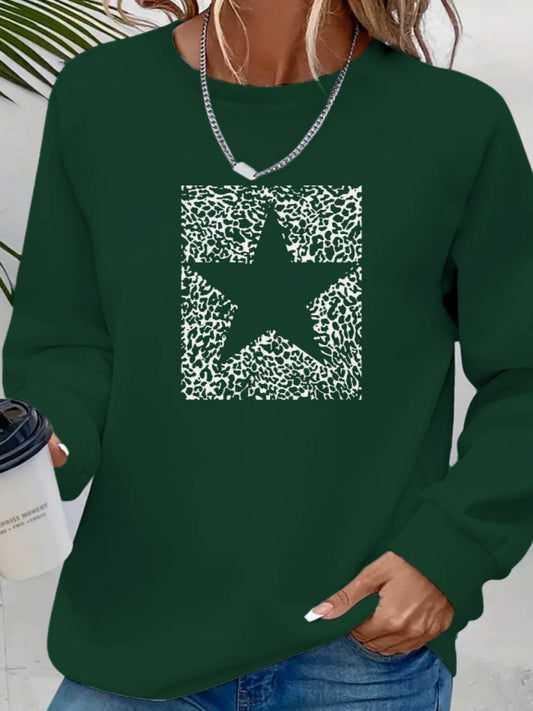 Kadın Uzun Kollu Bisiklet Yaka Desenli Viskon Iki Iplik Bluz