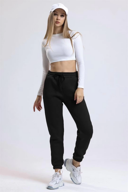 3 iplik şardonlu paça lastikli eşofman siyah is001