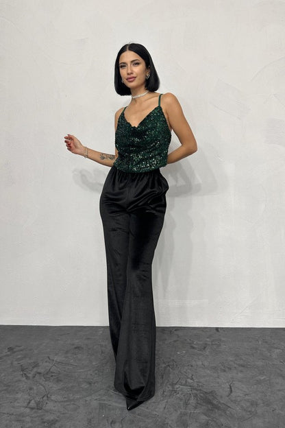 Zümrüt Askılı Degaje Bluz