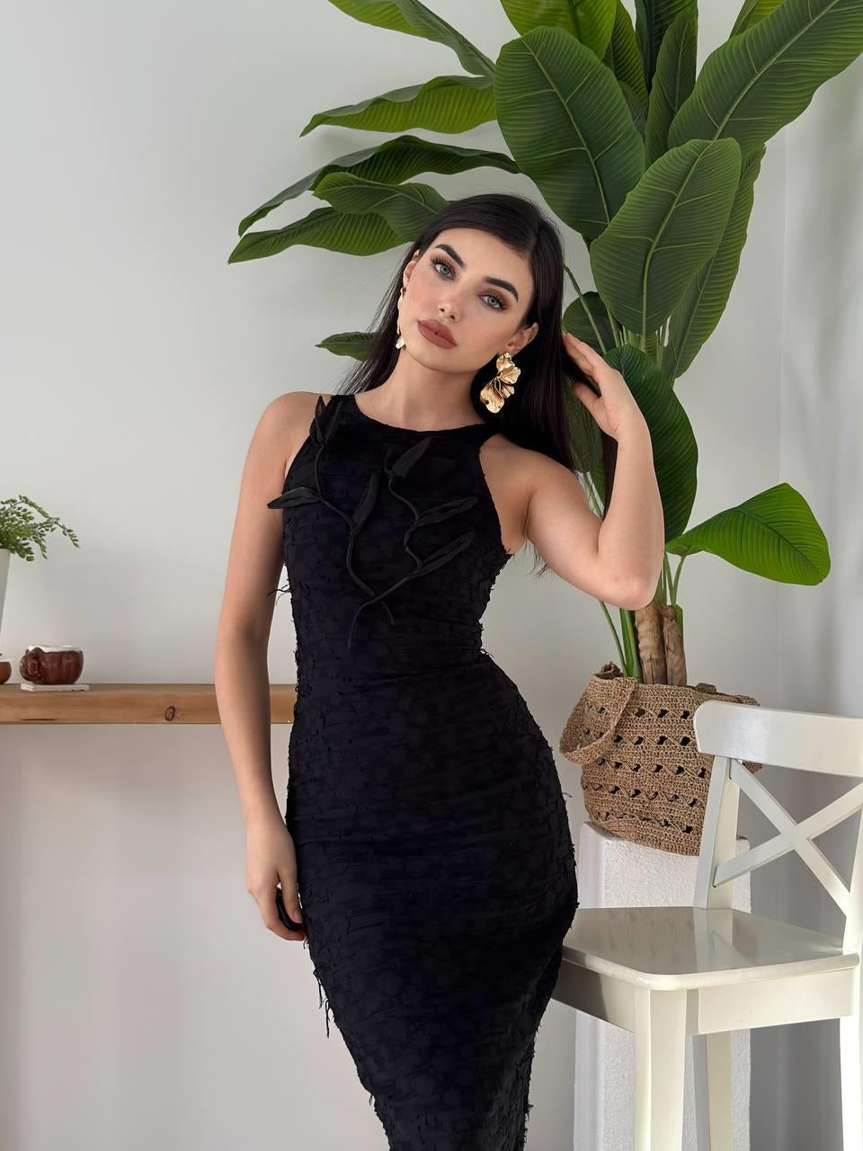 Lers Çiçek Detaylı Elbise