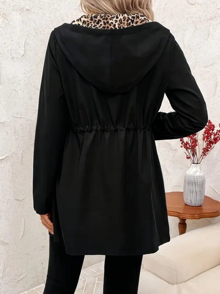 Kadın Uzun Kollu Kapşonlu çift Taraflı Cepli Bağcıklı Fermuarlı Viskon Iki Iplik Ceket