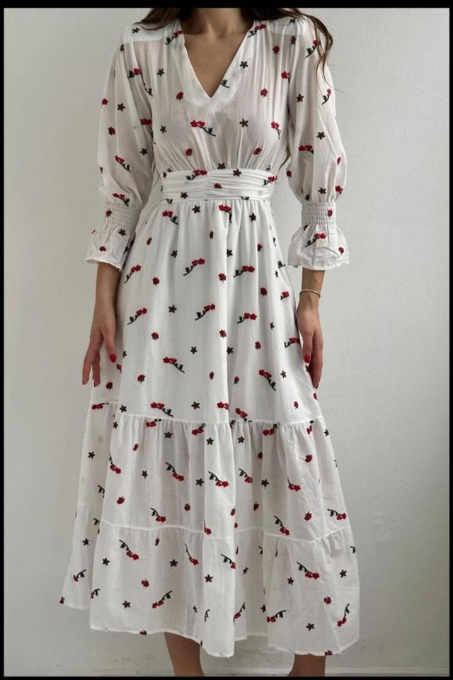 Kırmızı Gipeli Vual Elbise