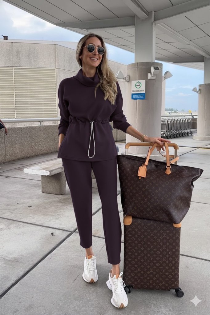 Kadın Uzun Kollu Balıkçı Yaka Belden Lastikli Modal Bluz Ve Pantolon Ikili Takım